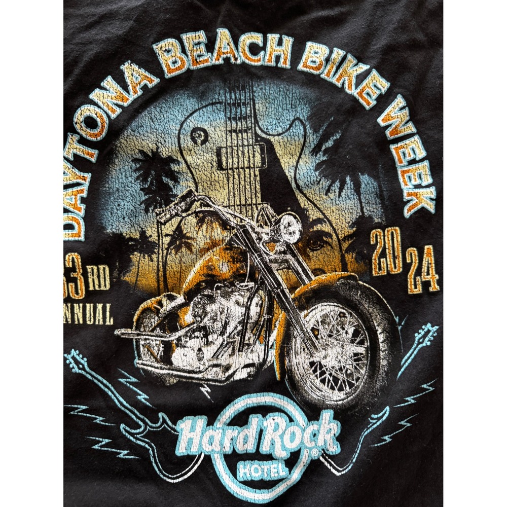 Hard Rock Hotel T-Shirt Womens XL Black NEW Daytona Beach Bike Week 2024 V-Neck